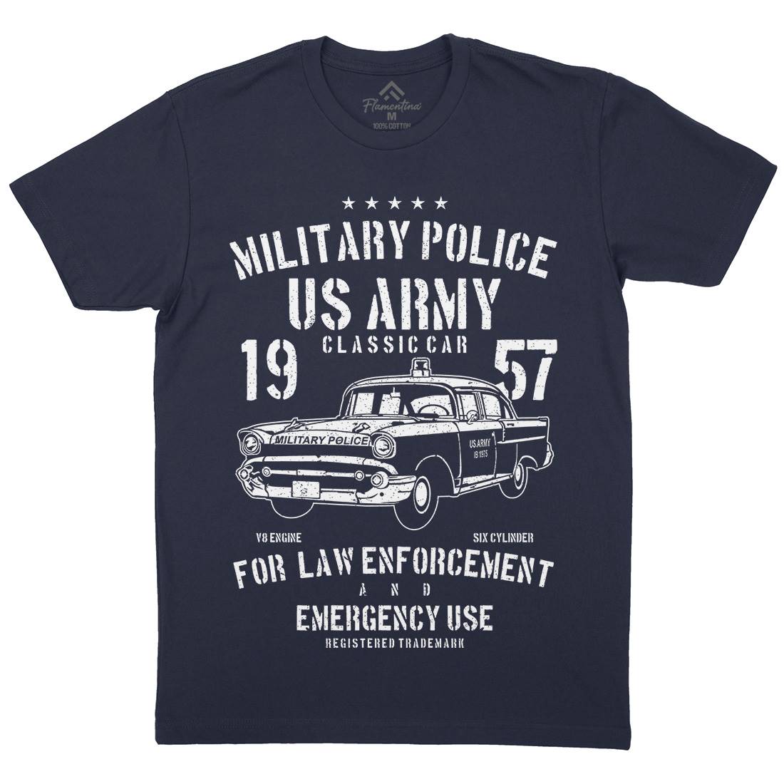 Classic Car Mens Organic Crew Neck T-Shirt Army A611