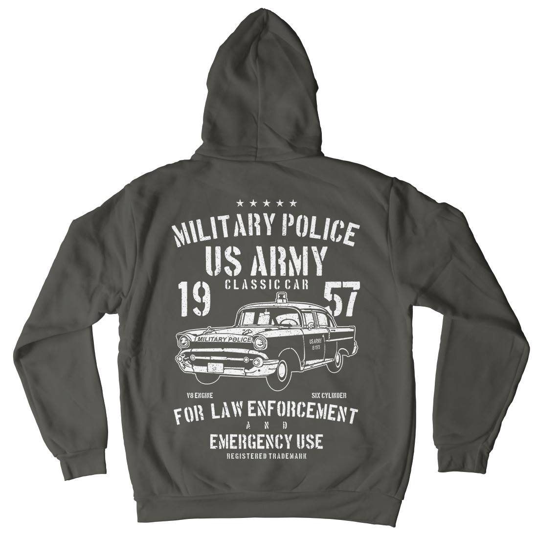 Classic Car Kids Crew Neck Hoodie Army A611