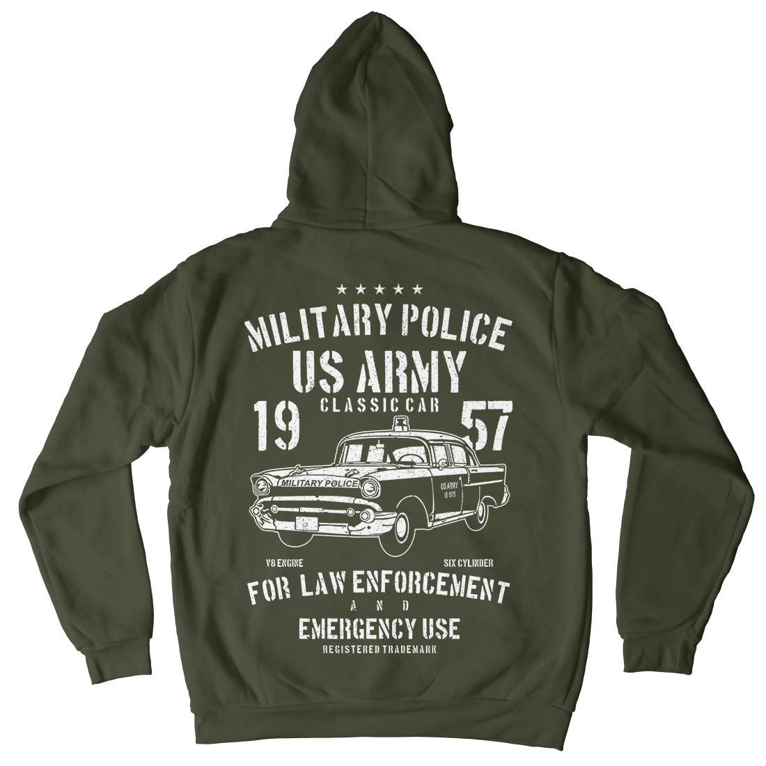 Classic Car Kids Crew Neck Hoodie Army A611