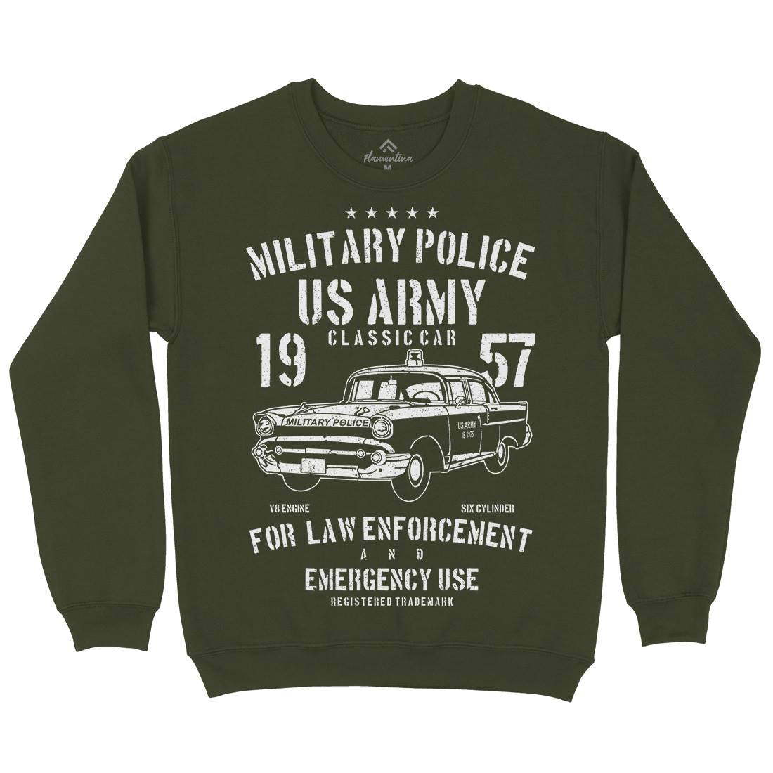 Classic Car Mens Crew Neck Sweatshirt Army A611