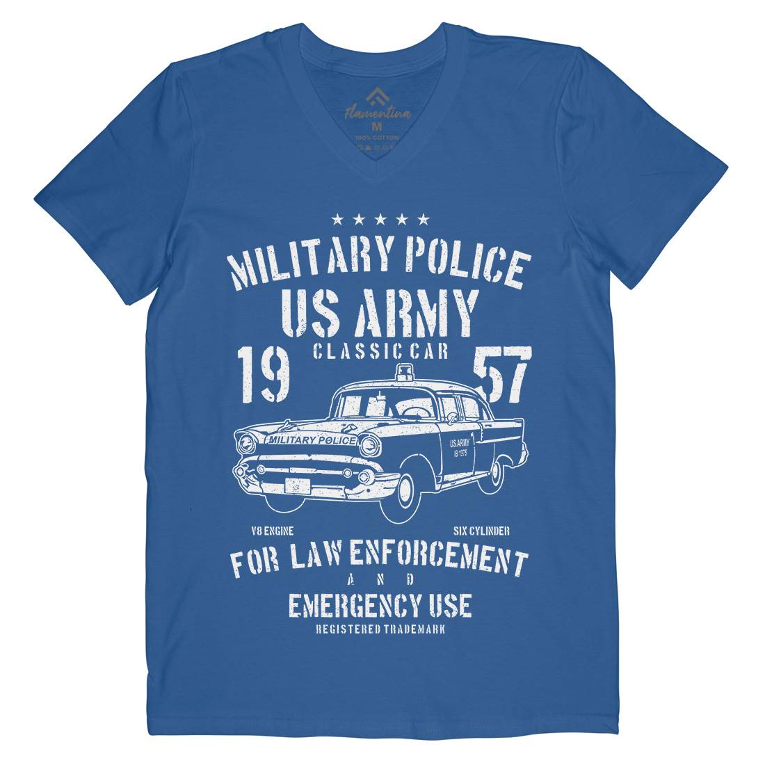 Classic Car Mens V-Neck T-Shirt Army A611