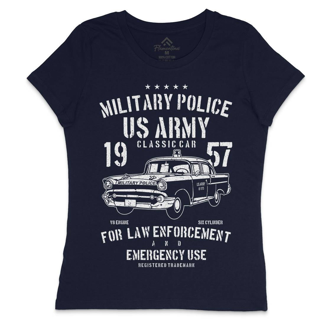Classic Car Womens Crew Neck T-Shirt Army A611