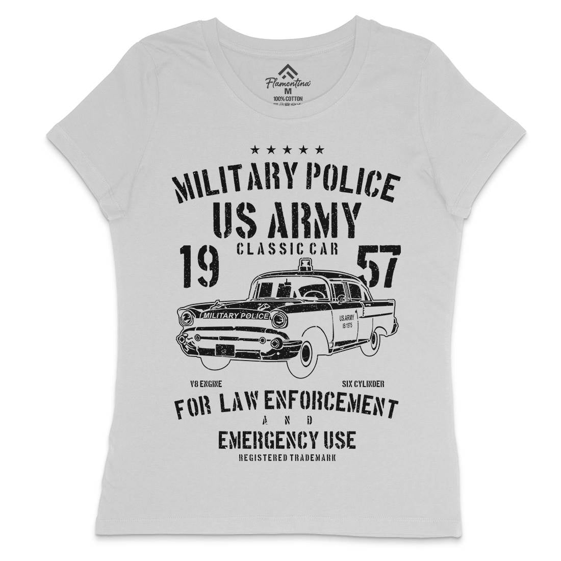 Classic Car Womens Crew Neck T-Shirt Army A611