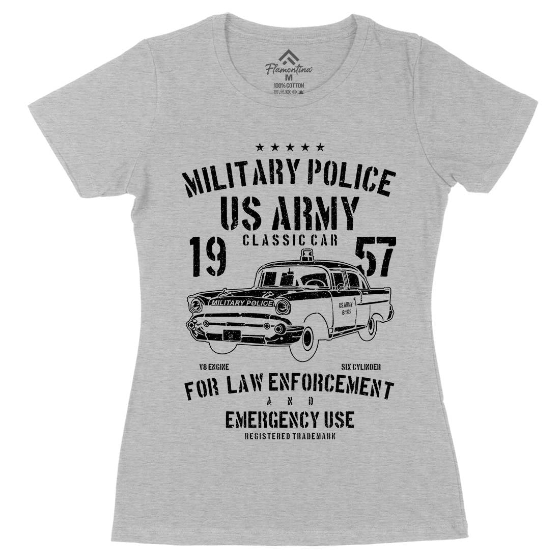 Classic Car Womens Organic Crew Neck T-Shirt Army A611