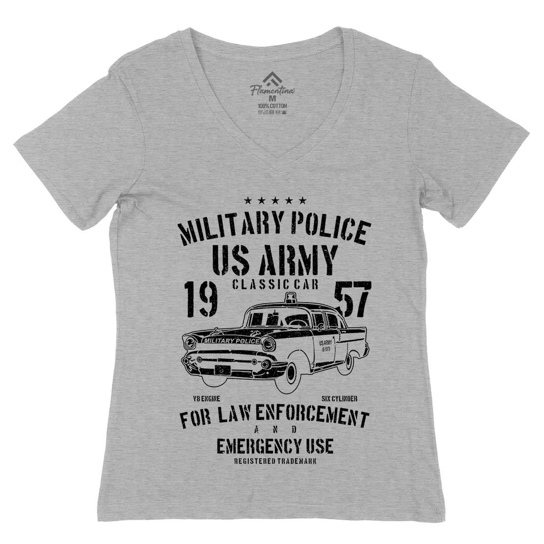 Classic Car Womens Organic V-Neck T-Shirt Army A611