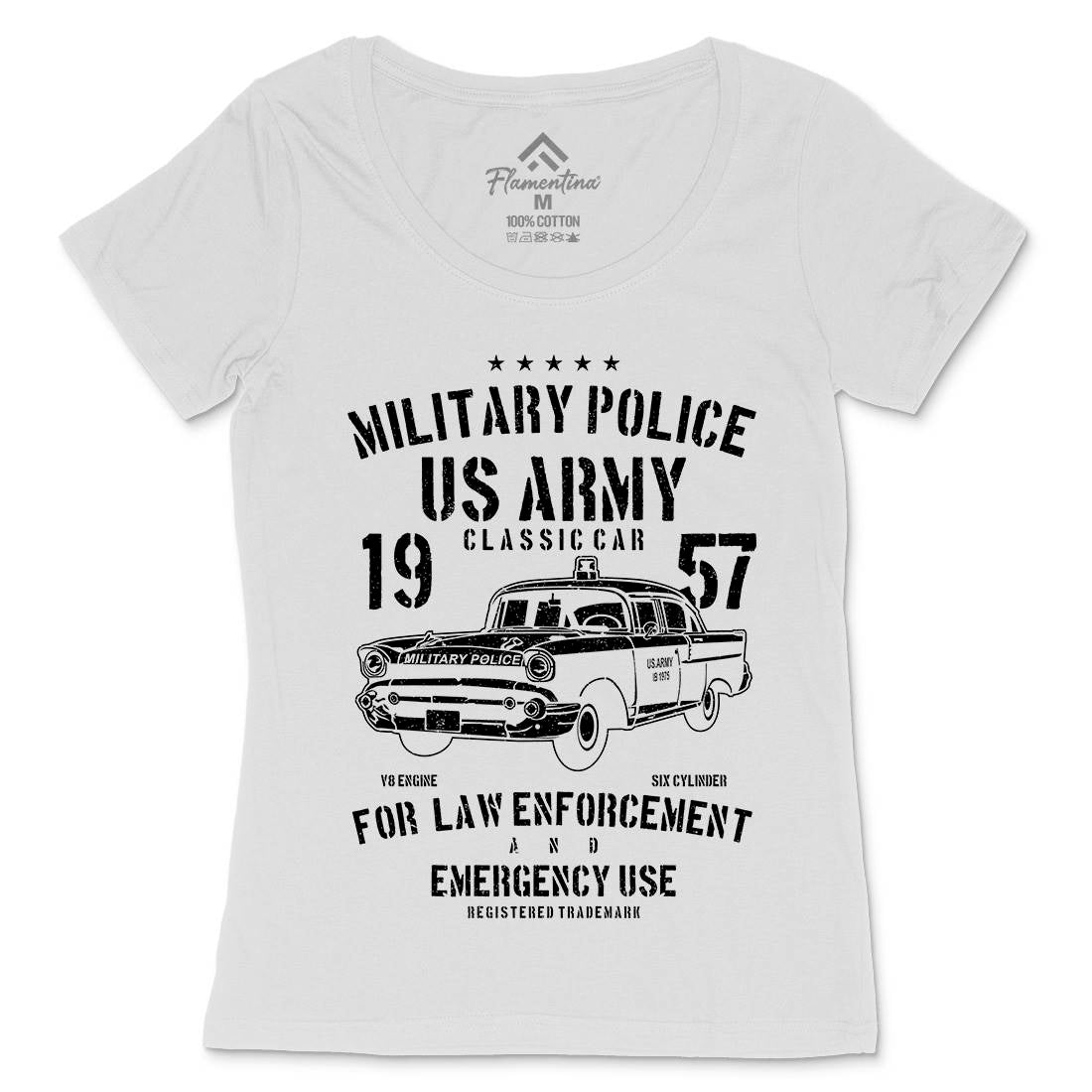 Classic Car Womens Scoop Neck T-Shirt Army A611