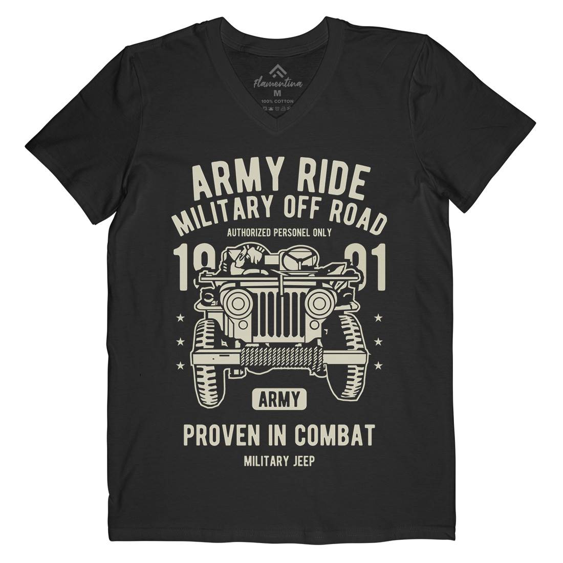 Ride Mens Organic V-Neck T-Shirt Army A612