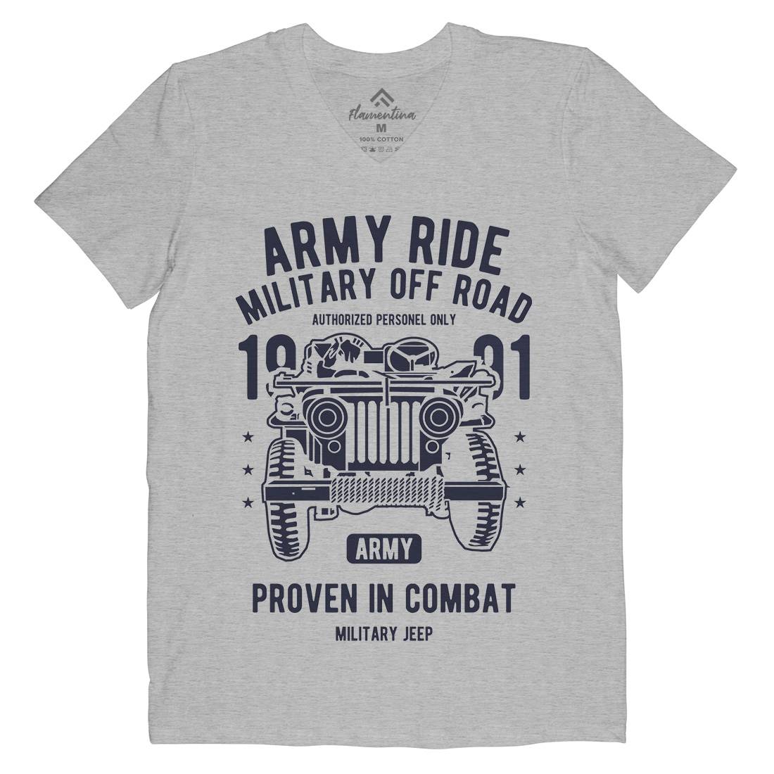 Ride Mens V-Neck T-Shirt Army A612