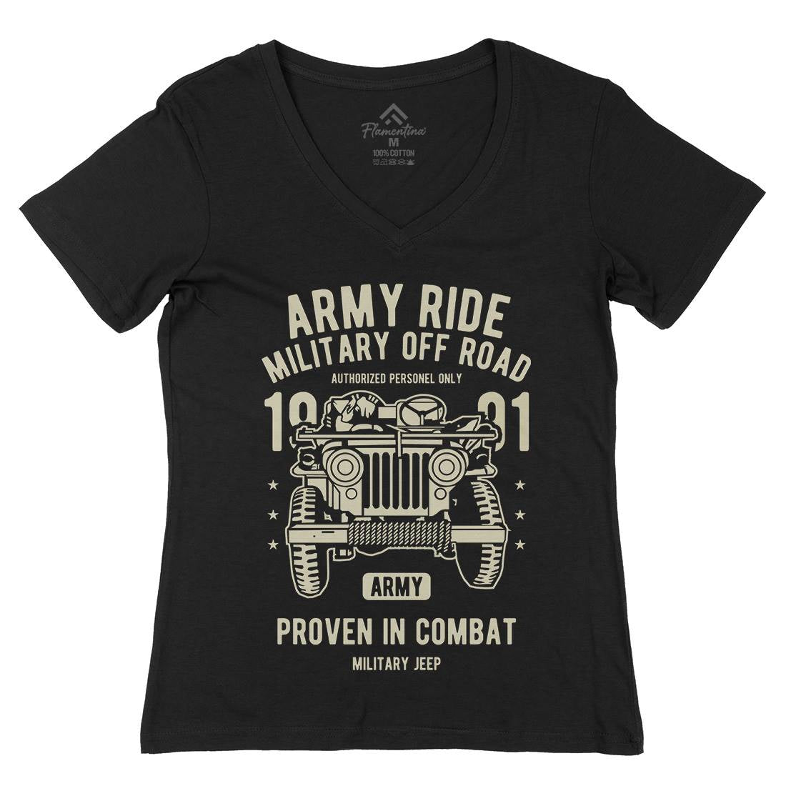 Ride Womens Organic V-Neck T-Shirt Army A612