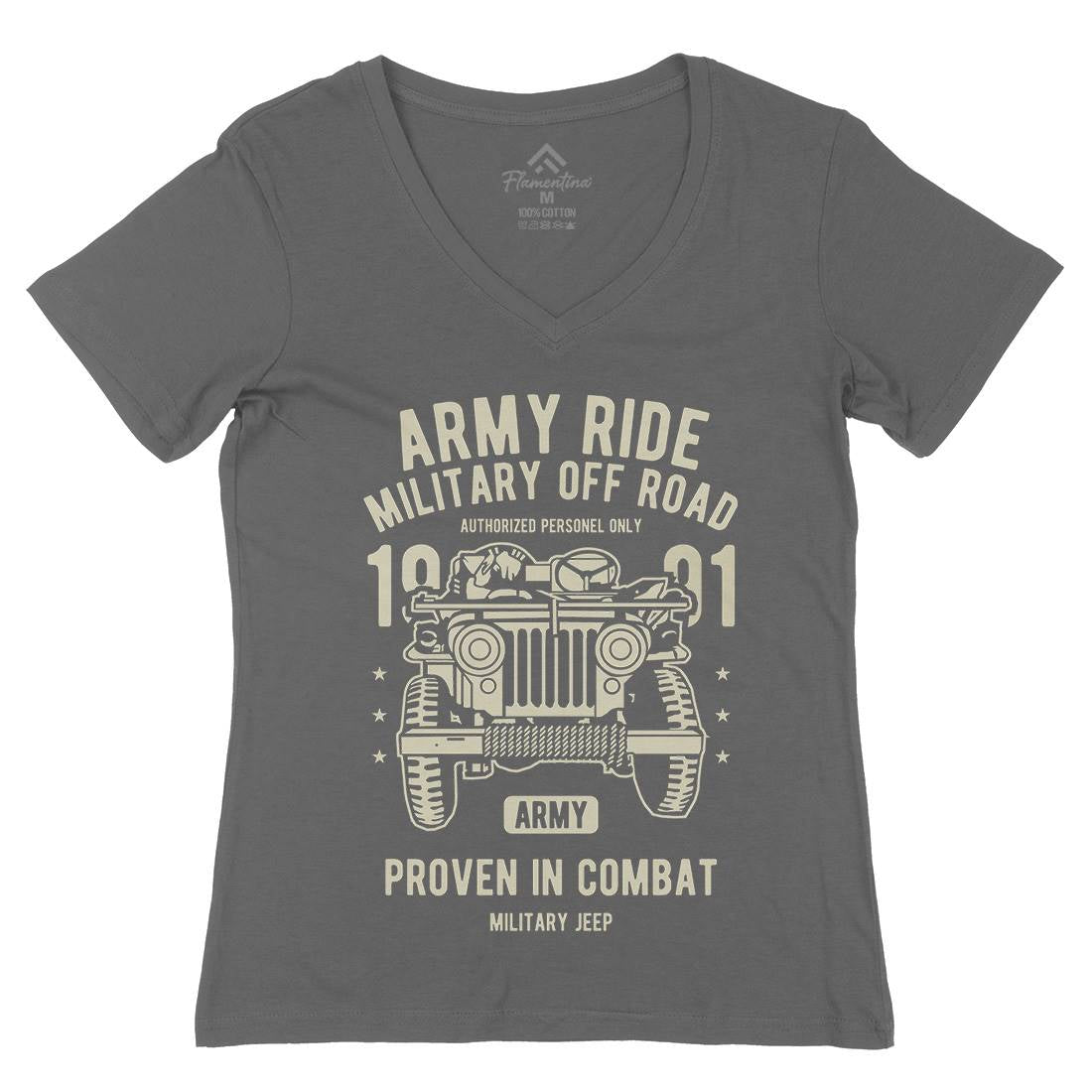 Ride Womens Organic V-Neck T-Shirt Army A612
