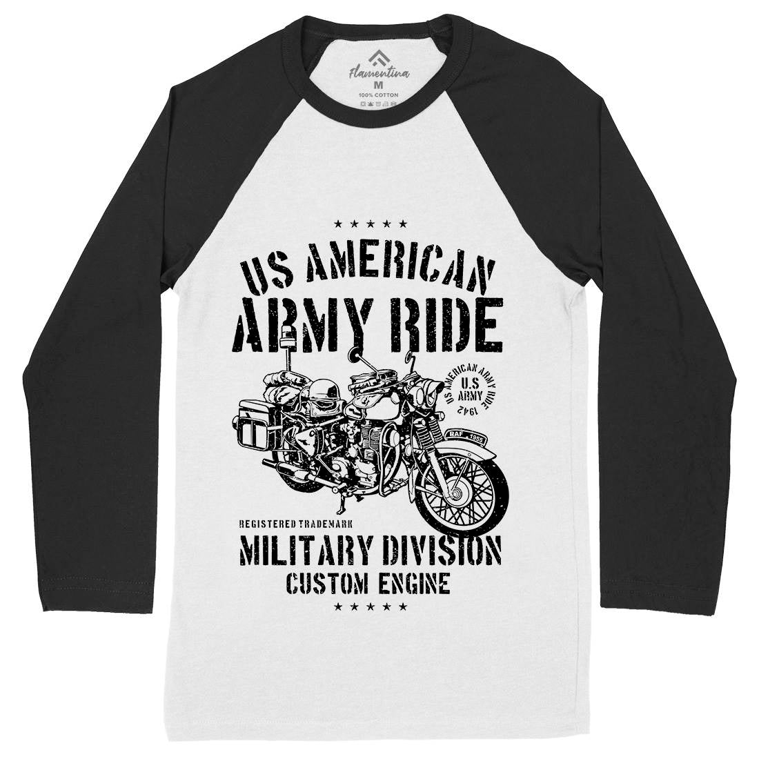 Ride Mens Long Sleeve Baseball T-Shirt Army A613