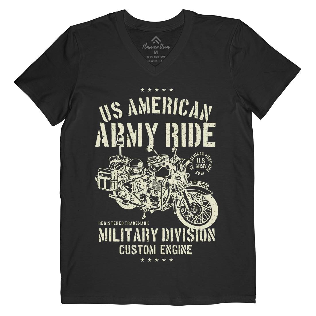 Ride Mens V-Neck T-Shirt Army A613