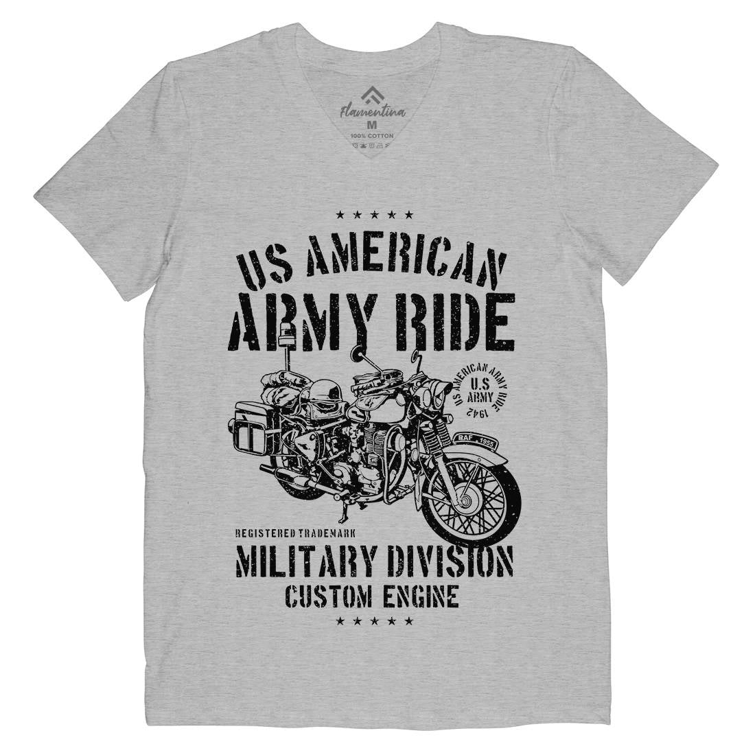 Ride Mens Organic V-Neck T-Shirt Army A613