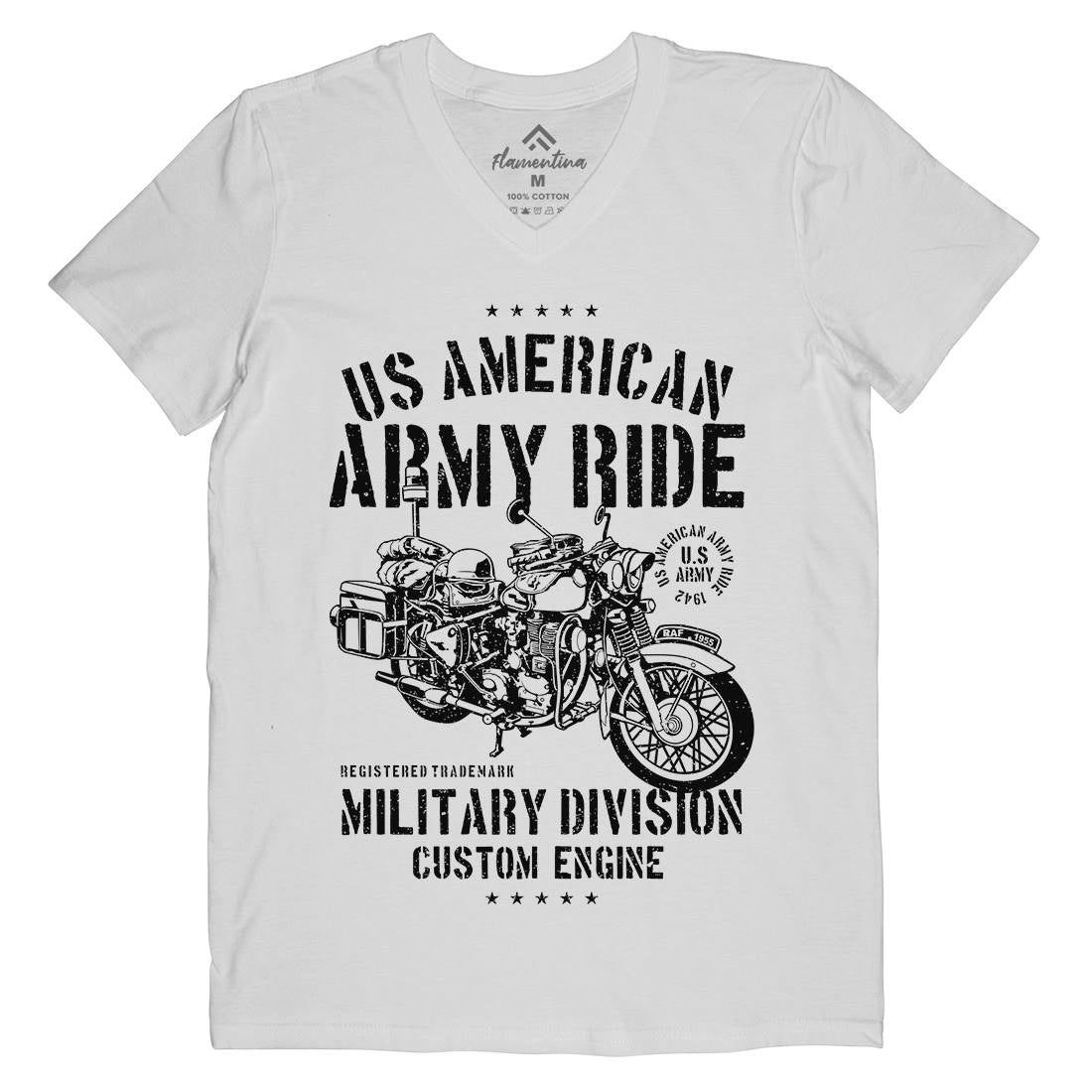 Ride Mens Organic V-Neck T-Shirt Army A613