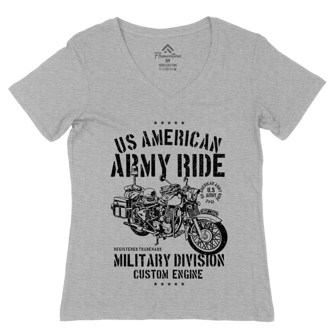 Ride Womens Organic V-Neck T-Shirt Army A613