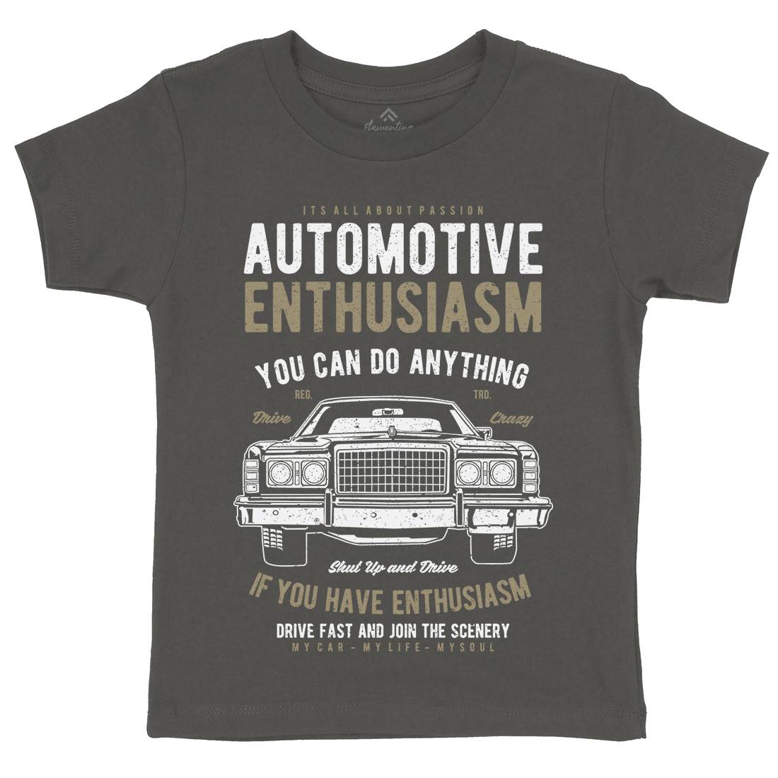 Automotive Enthusiasm Kids Organic Crew Neck T-Shirt Cars A614