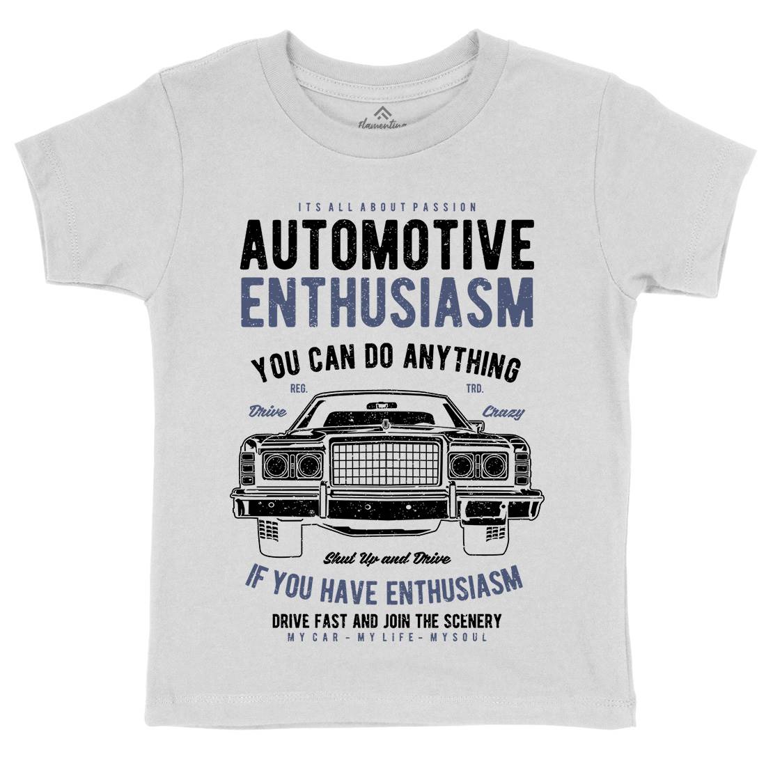 Automotive Enthusiasm Kids Organic Crew Neck T-Shirt Cars A614