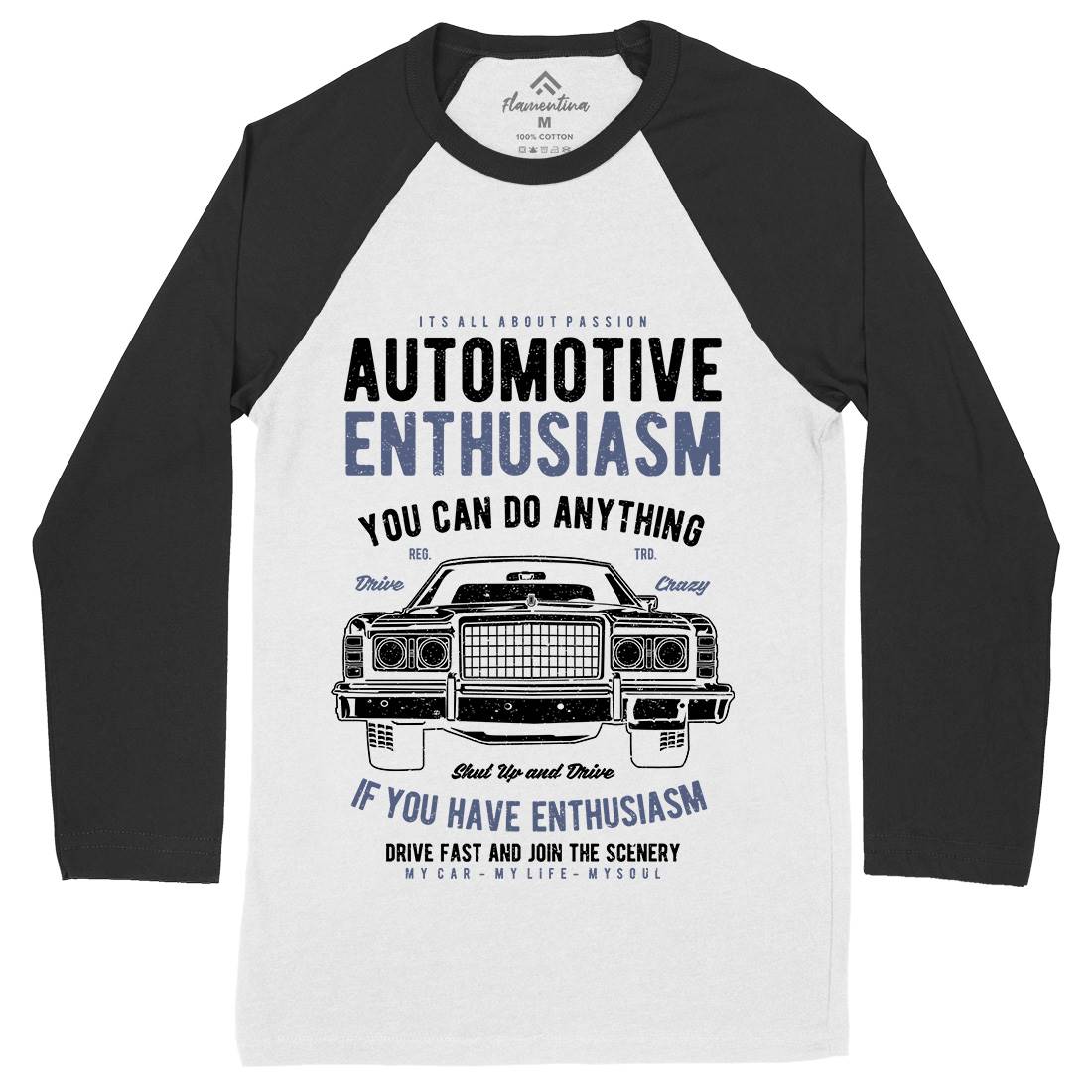 Automotive Enthusiasm Mens Long Sleeve Baseball T-Shirt Cars A614