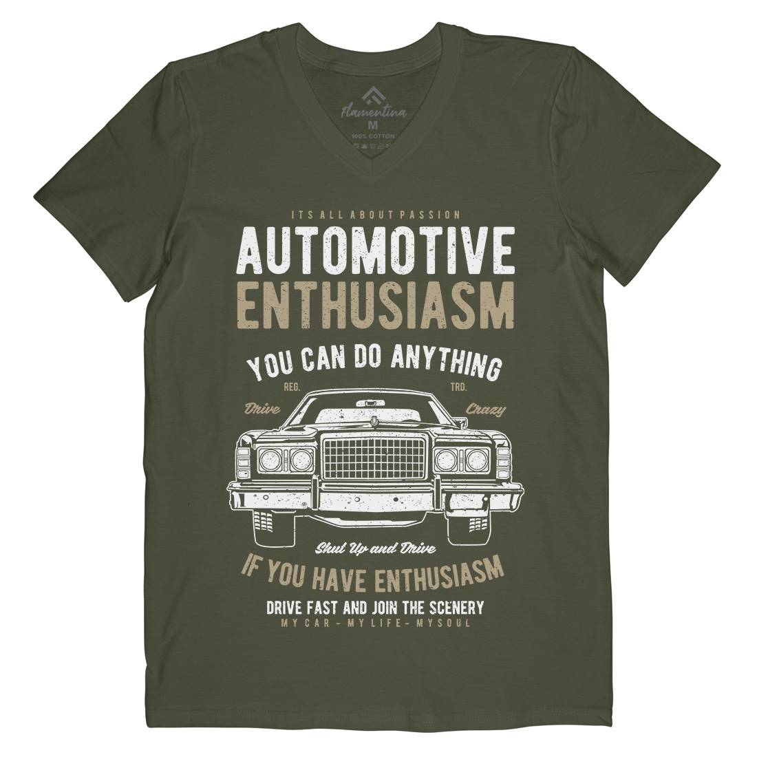 Automotive Enthusiasm Mens Organic V-Neck T-Shirt Cars A614