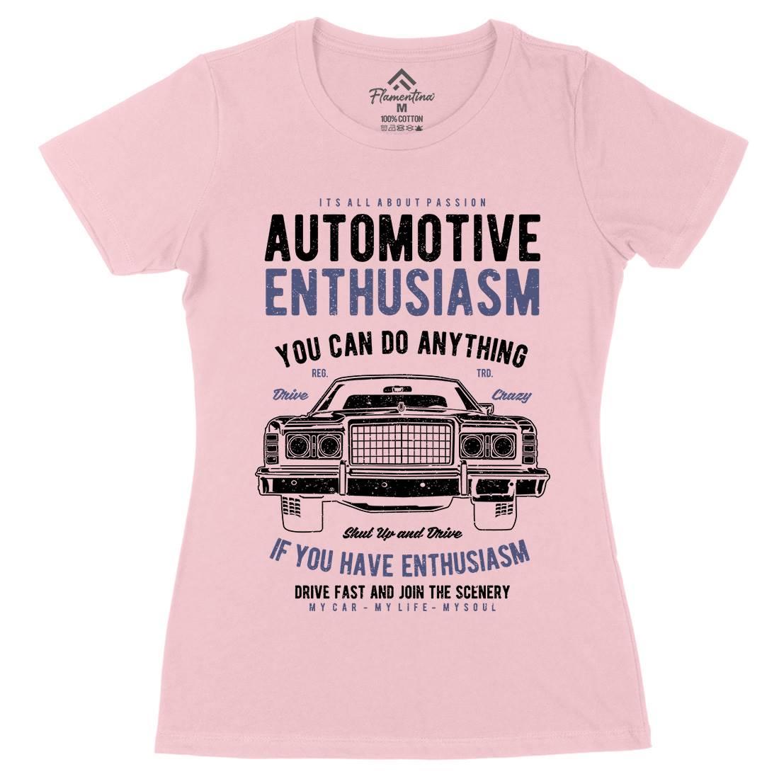 Automotive Enthusiasm Womens Organic Crew Neck T-Shirt Cars A614