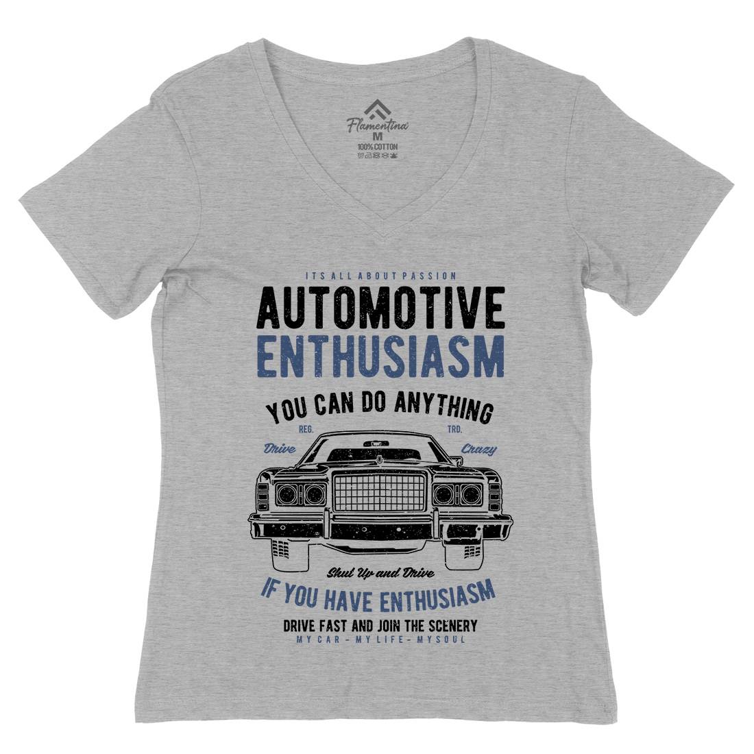 Automotive Enthusiasm Womens Organic V-Neck T-Shirt Cars A614