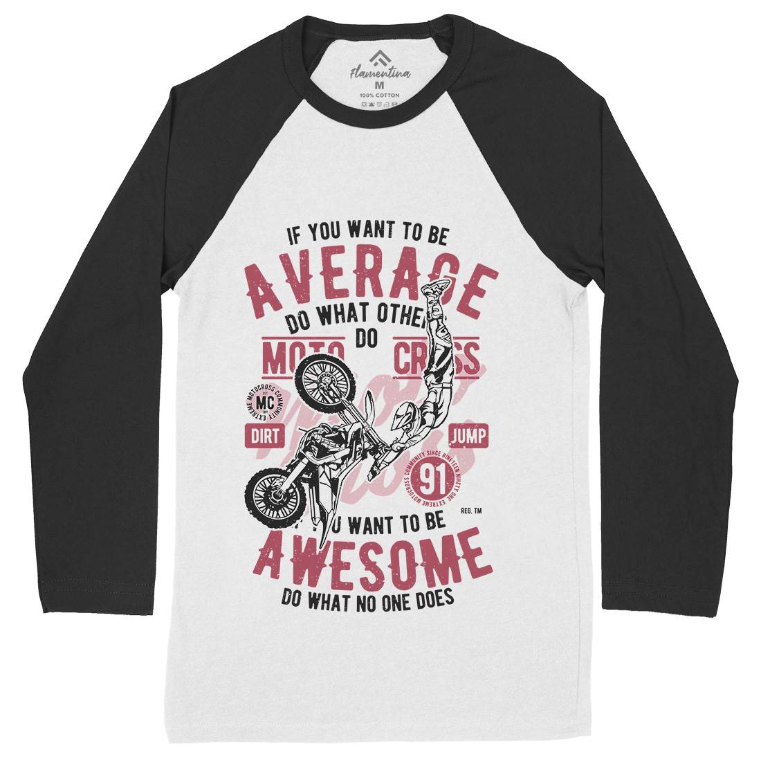 Awesome Motocross Mens Long Sleeve Baseball T-Shirt Motorcycles A615