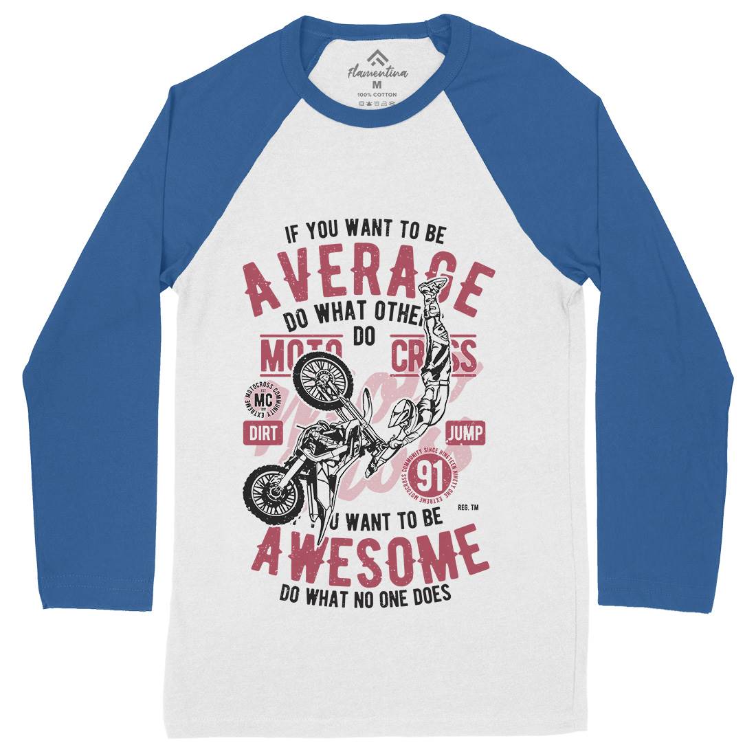 Awesome Motocross Mens Long Sleeve Baseball T-Shirt Motorcycles A615