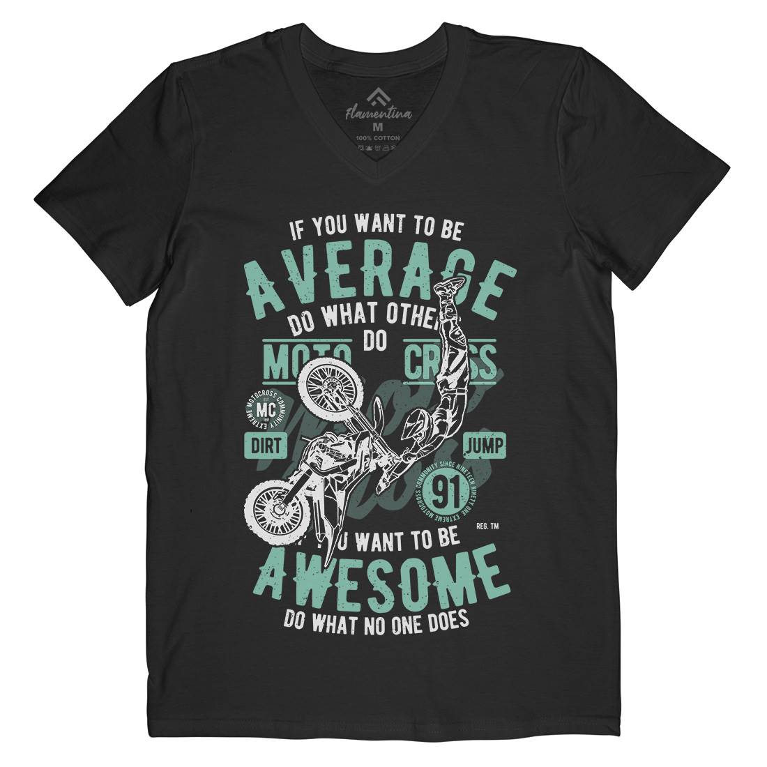 Awesome Motocross Mens Organic V-Neck T-Shirt Motorcycles A615
