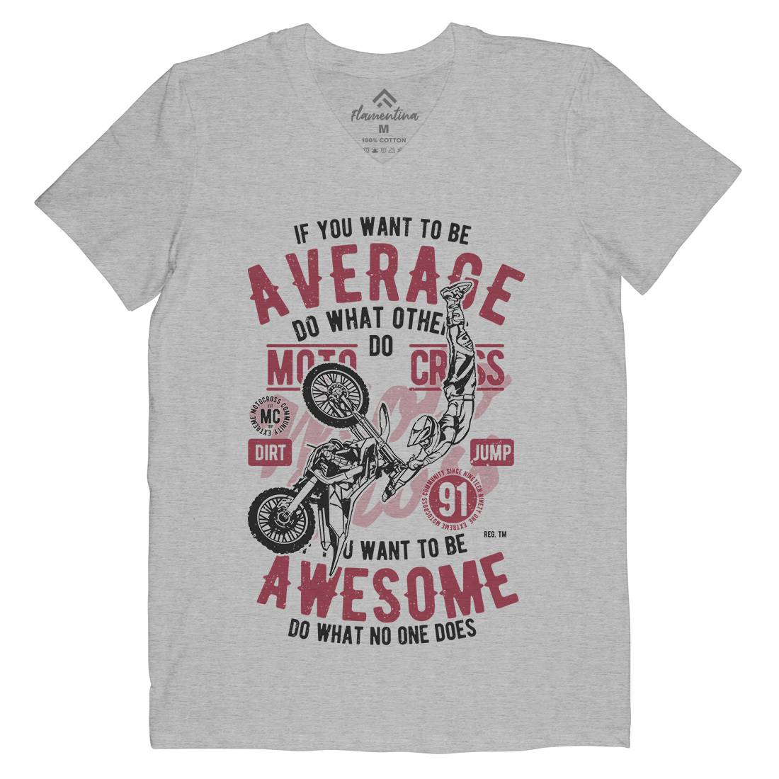 Awesome Motocross Mens V-Neck T-Shirt Motorcycles A615