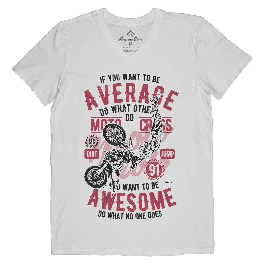 Awesome Motocross Mens V-Neck T-Shirt Motorcycles A615
