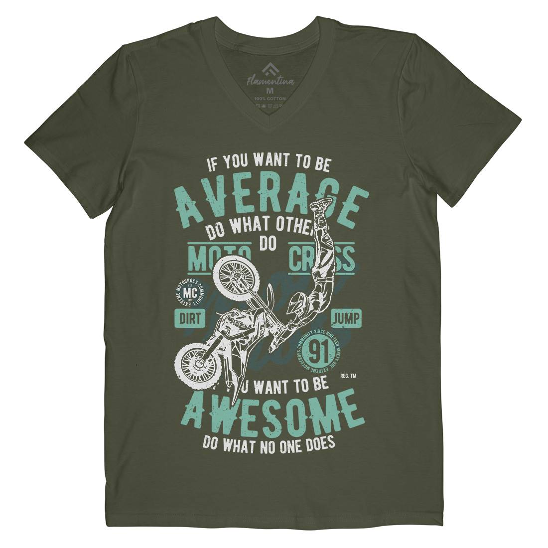 Awesome Motocross Mens Organic V-Neck T-Shirt Motorcycles A615