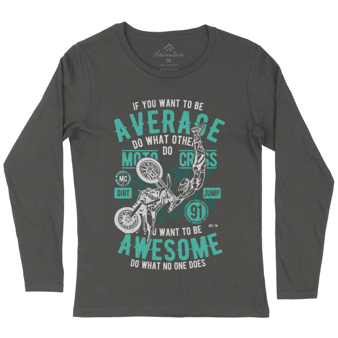 Awesome Motocross Womens Long Sleeve T-Shirt Motorcycles A615
