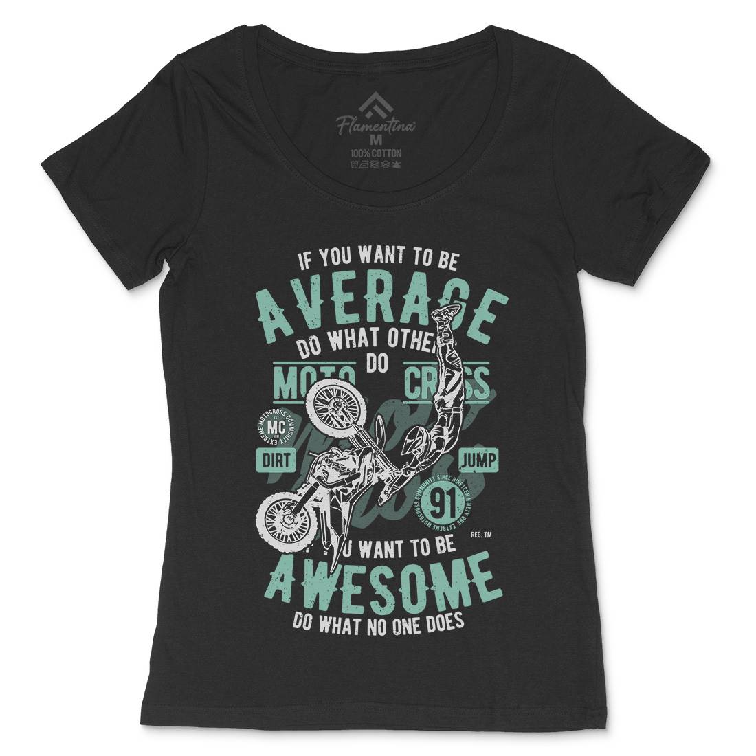 Awesome Motocross Womens Scoop Neck T-Shirt Motorcycles A615