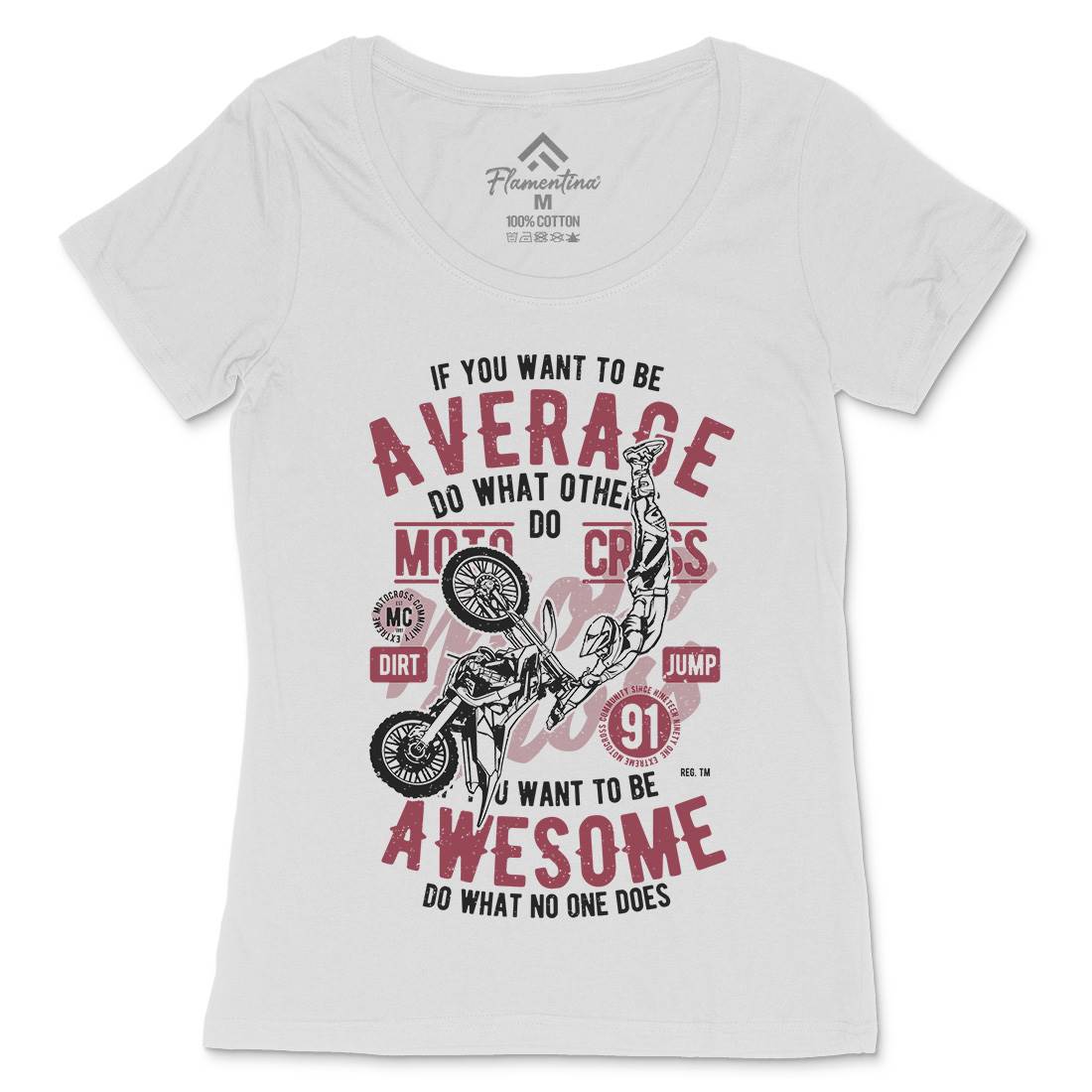 Awesome Motocross Womens Scoop Neck T-Shirt Motorcycles A615