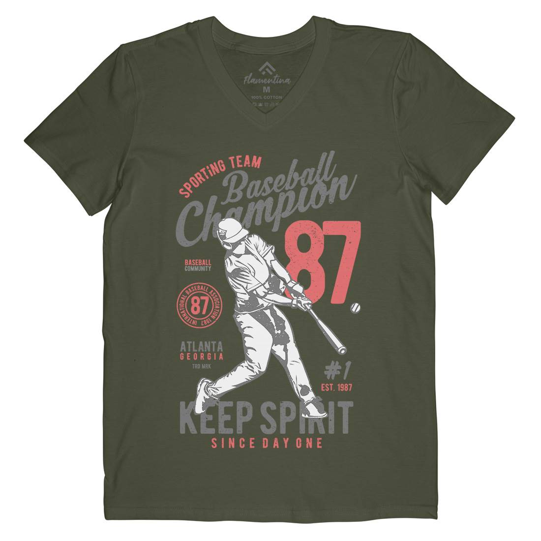 Baseball Champion Mens Organic V-Neck T-Shirt Sport A616