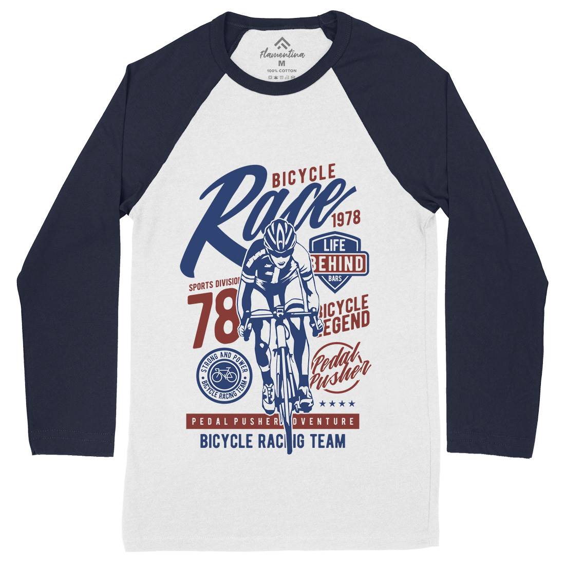 Bicycle Race Mens Long Sleeve Baseball T-Shirt Bikes A617
