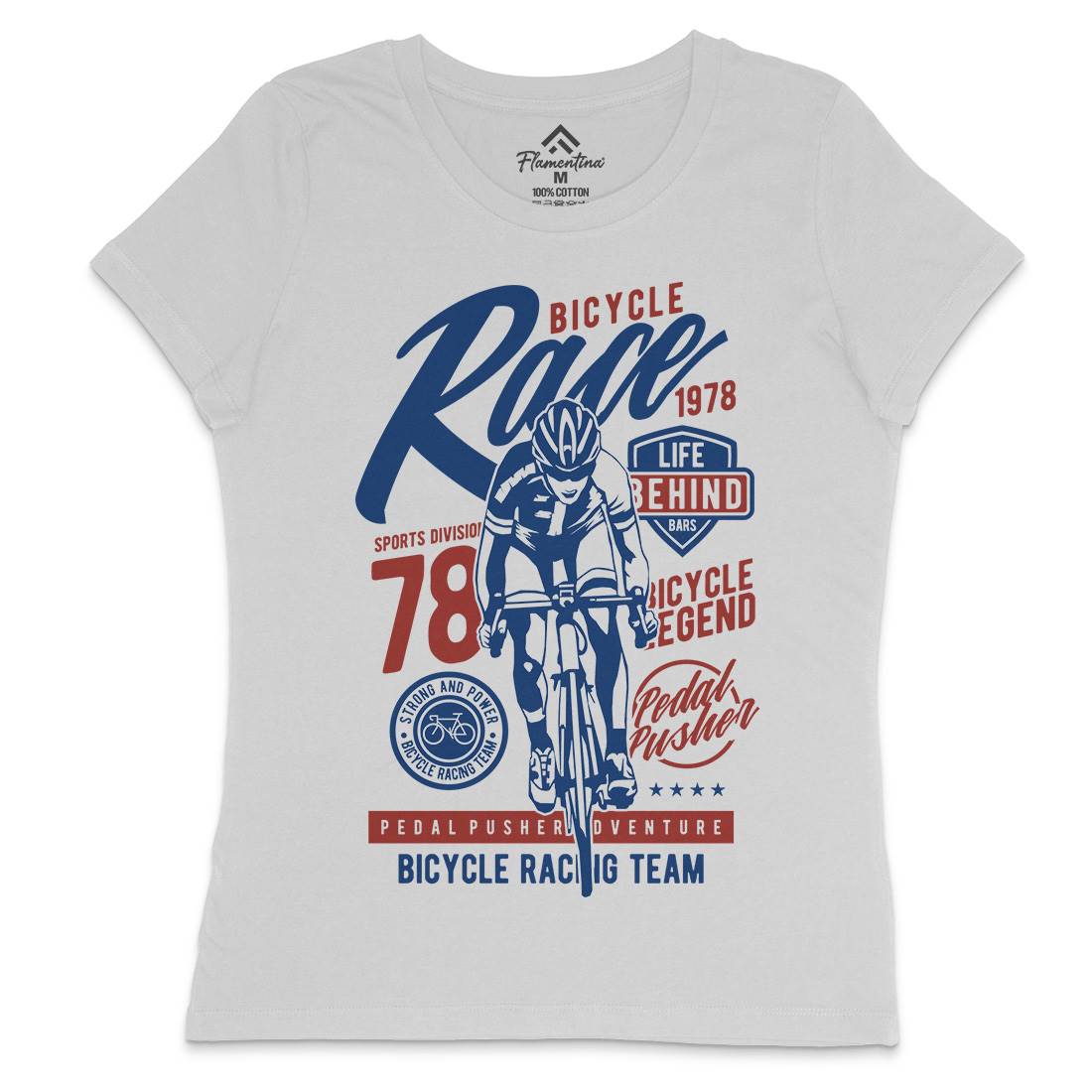 Bicycle Race Womens Crew Neck T-Shirt Bikes A617