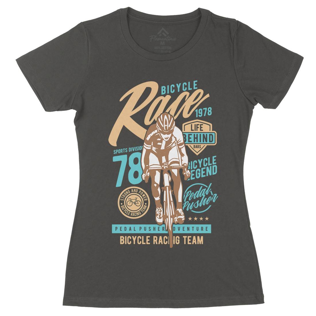Bicycle Race Womens Organic Crew Neck T-Shirt Bikes A617