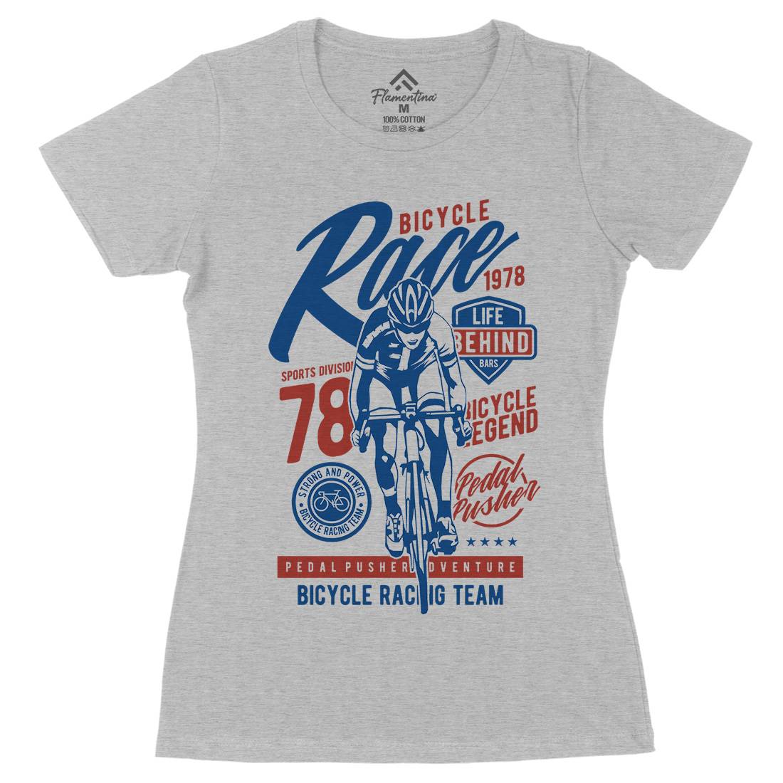 Bicycle Race Womens Organic Crew Neck T-Shirt Bikes A617