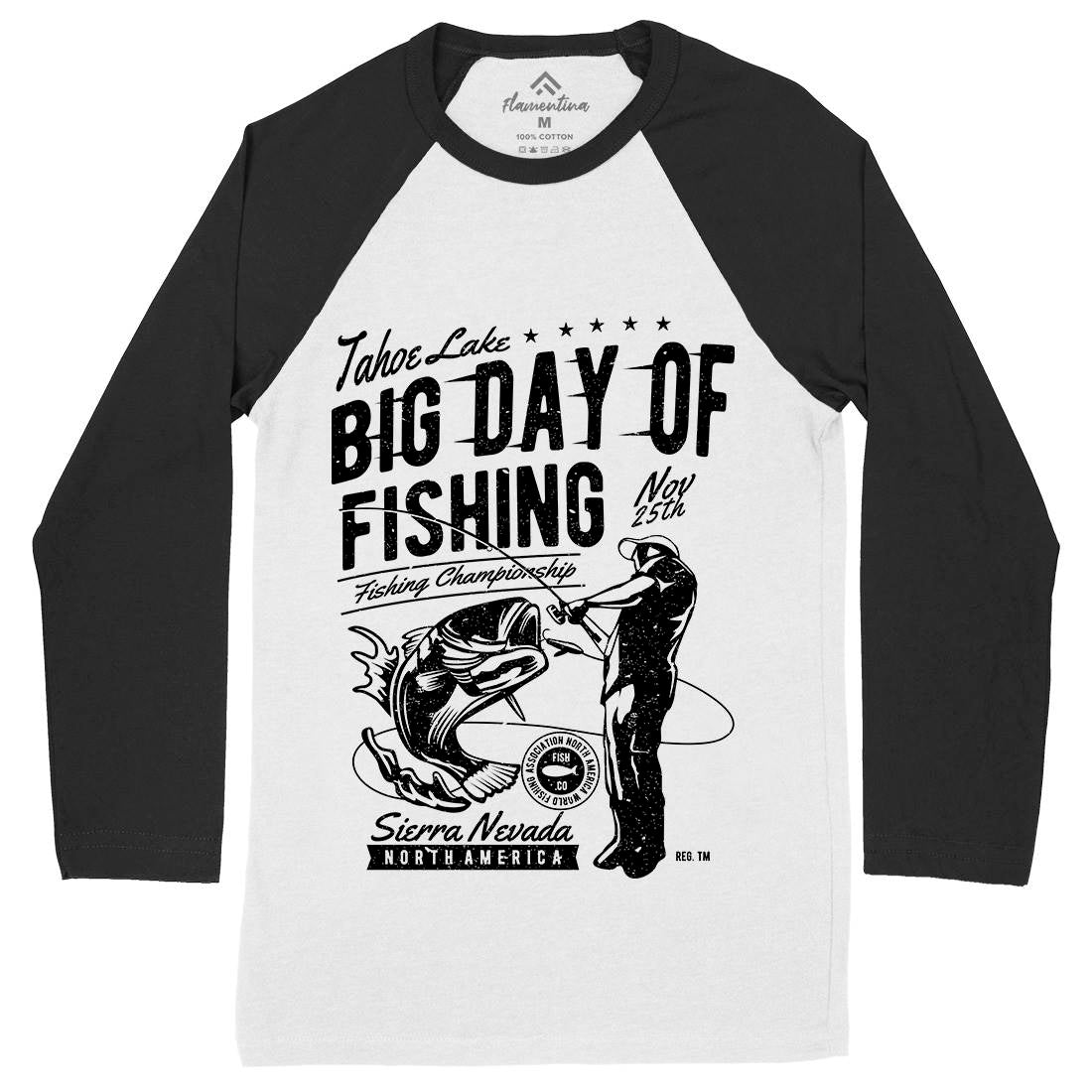 Big Day Of Mens Long Sleeve Baseball T-Shirt Fishing A618