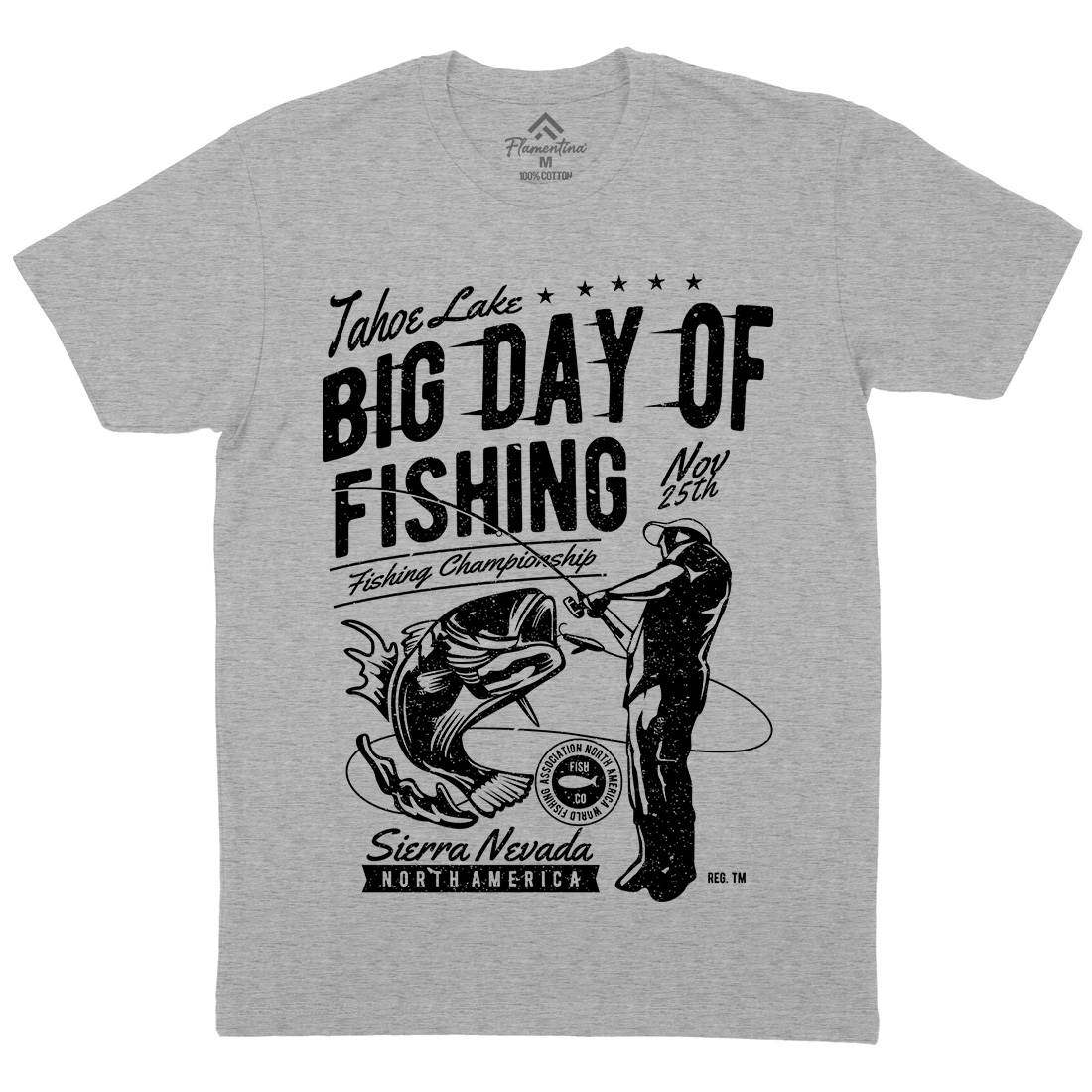 Big Day Of Mens Organic Crew Neck T-Shirt Fishing A618