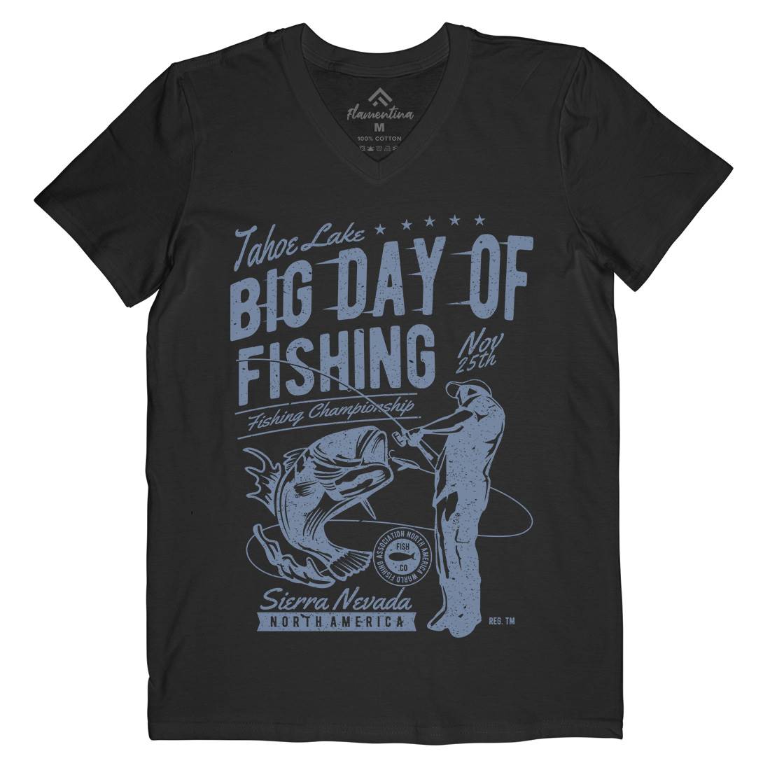 Big Day Of Mens V-Neck T-Shirt Fishing A618