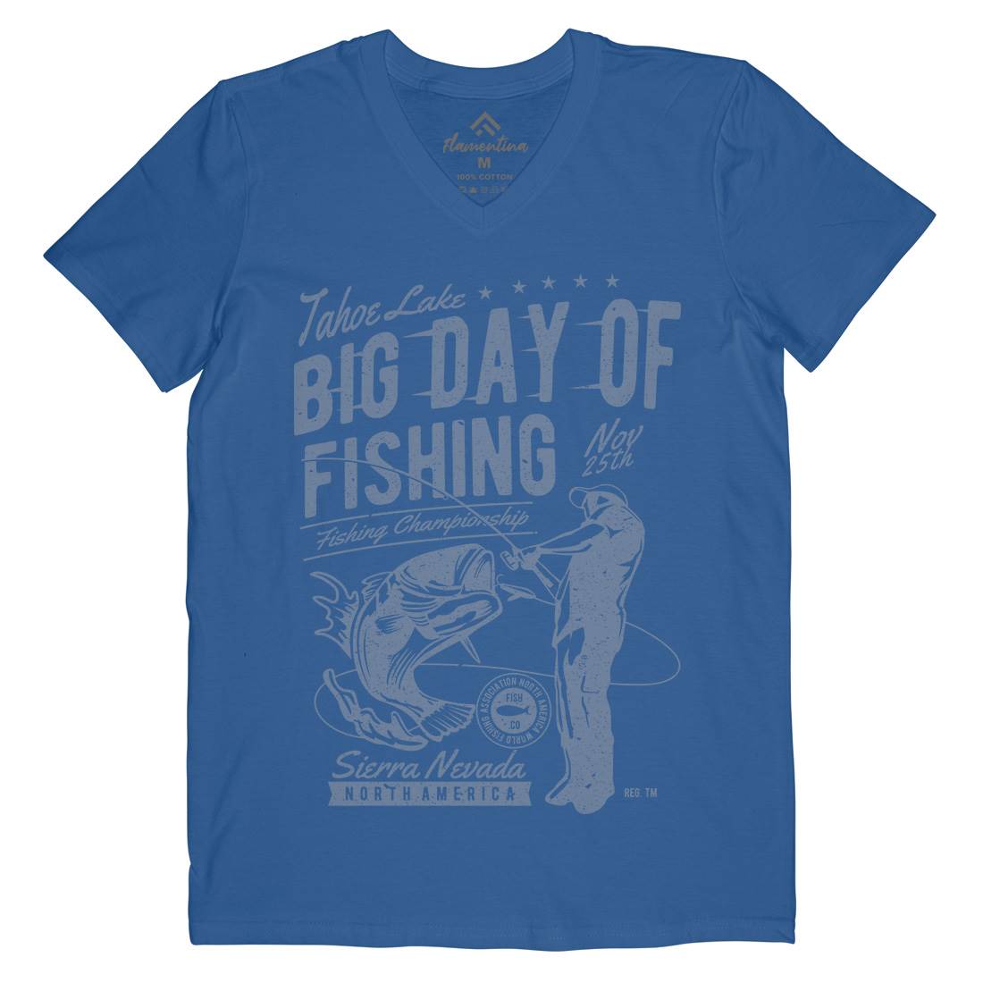 Big Day Of Mens V-Neck T-Shirt Fishing A618