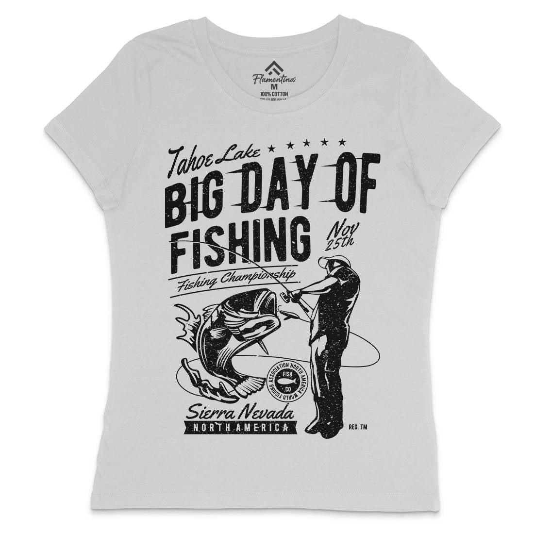 Big Day Of Womens Crew Neck T-Shirt Fishing A618