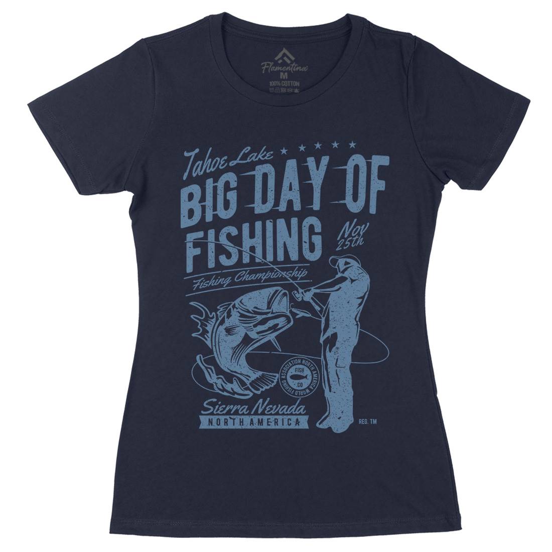Big Day Of Womens Organic Crew Neck T-Shirt Fishing A618