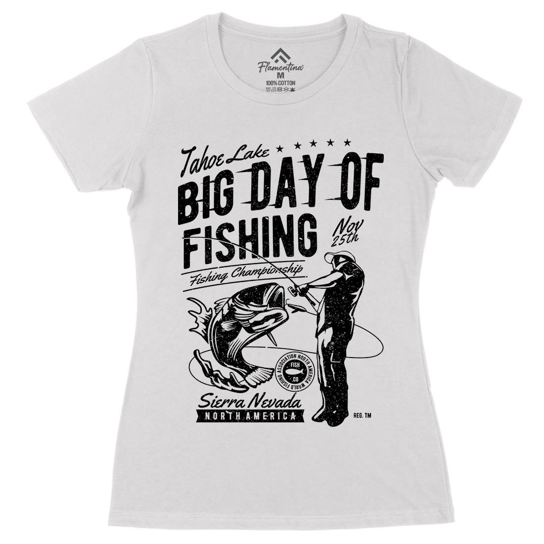 Big Day Of Womens Organic Crew Neck T-Shirt Fishing A618