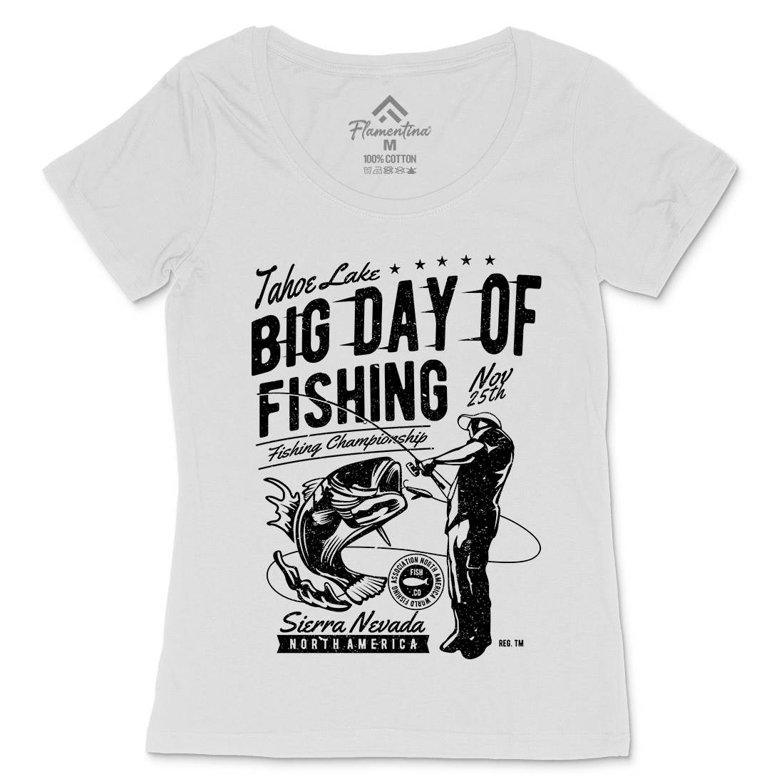 Big Day Of Womens Scoop Neck T-Shirt Fishing A618