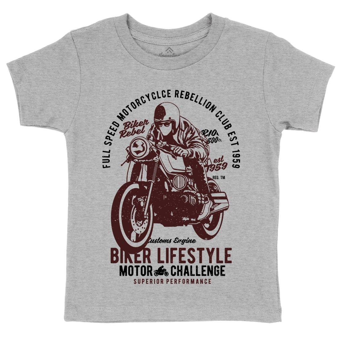 Biker Lifestyle Kids Crew Neck T-Shirt Motorcycles A619