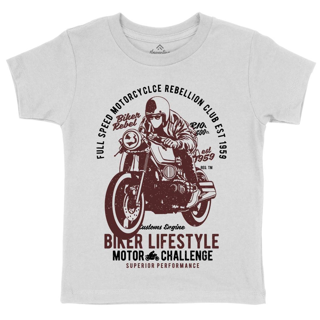 Biker Lifestyle Kids Organic Crew Neck T-Shirt Motorcycles A619
