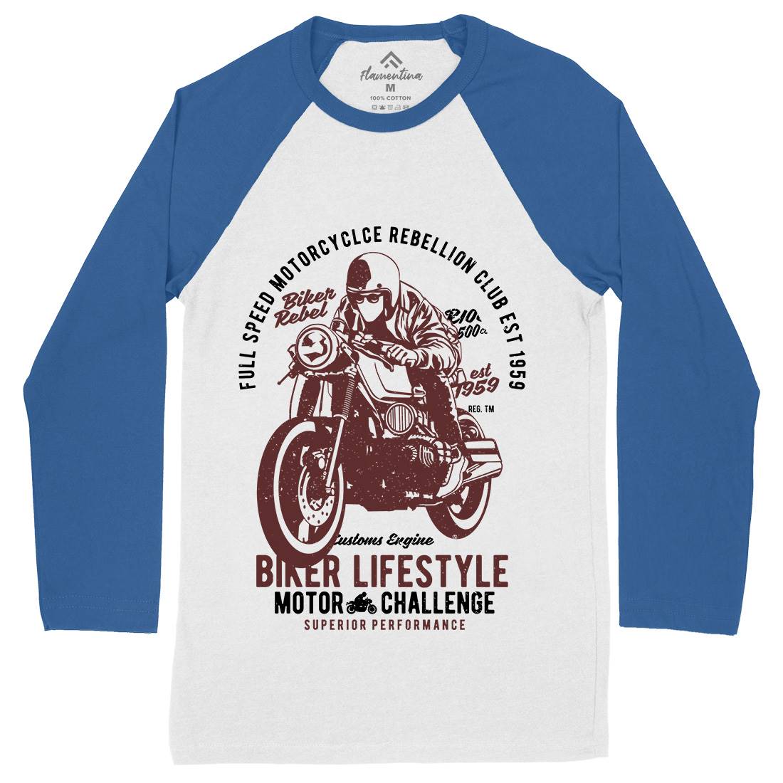 Biker Lifestyle Mens Long Sleeve Baseball T-Shirt Motorcycles A619